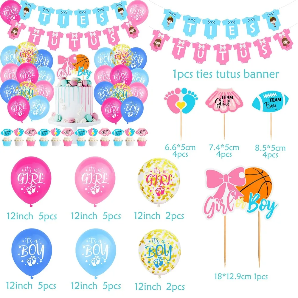 1 комплект Пол раскрыть посуда для мальчика или девочки латексный шар Baby Shower