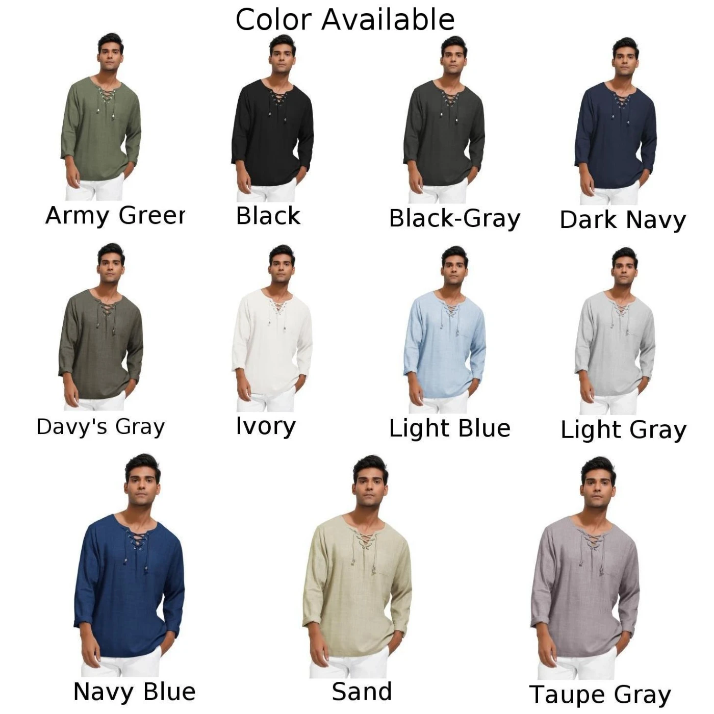 Men Blouses Spring Autumn Lace-Up Neck Rayon & Linen Shirt Tops Fashion Stylish Long Sleeve Pullover Shirts Male Plain Color
Men Blouses Spring Autumn Lace-Up Neck Rayon & Linen Shirt Tops Fashion Stylish Long Sleeve Pullover Shirts Male Plain Color