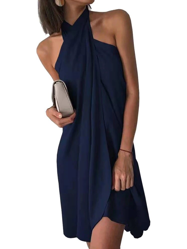 2021 summer new sexy women's dress hanging neck loose skirt in irregular casual beach skirt temperament commutes Loose waist
2021 summer new sexy women's dress hanging neck loose skirt in irregular casual beach skirt temperament commutes Loose waist