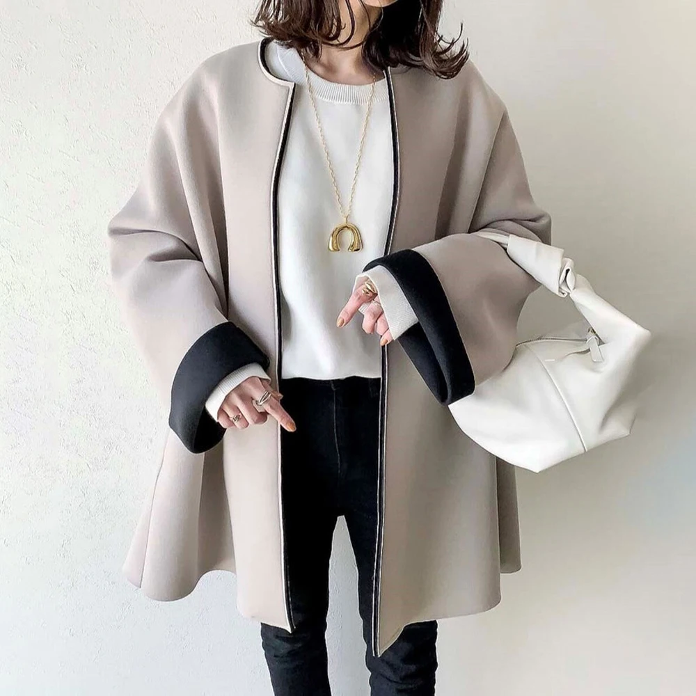 Plain Loose Mid-Length Women's Overcoat Casual Round Neck Ladies Fashion Dressing Outer Coat Office Lady Simple Cardigan Coats
Plain Loose Mid-Length Women's Overcoat Casual Round Neck Ladies Fashion Dressing Outer Coat Office Lady Simple Cardigan Coats