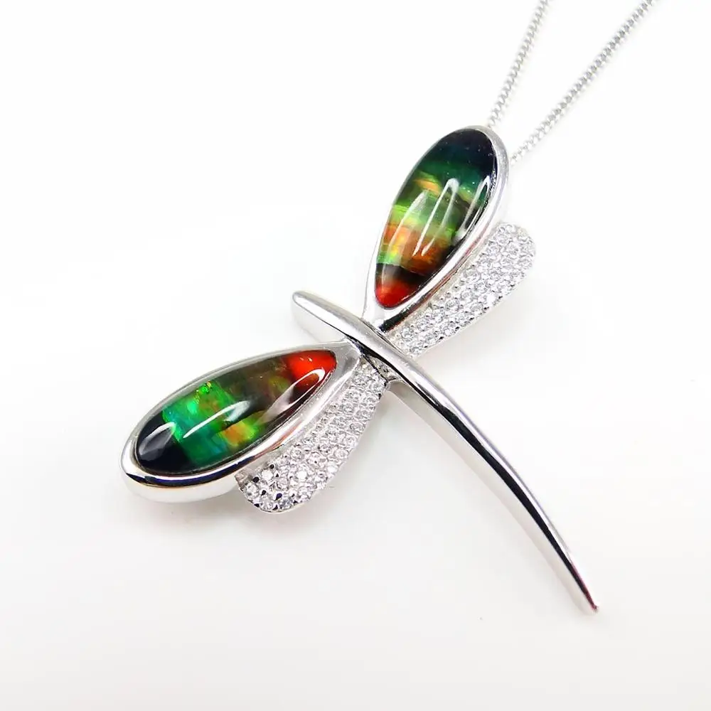 New Arrival Ammolite Pendant in 925 Sterling Silver Natural Multi Color MOP Dragonfly Pendant Necklace For Gift
New Arrival Ammolite Pendant in 925 Sterling Silver Natural Multi Color MOP Dragonfly Pendant Necklace For Gift