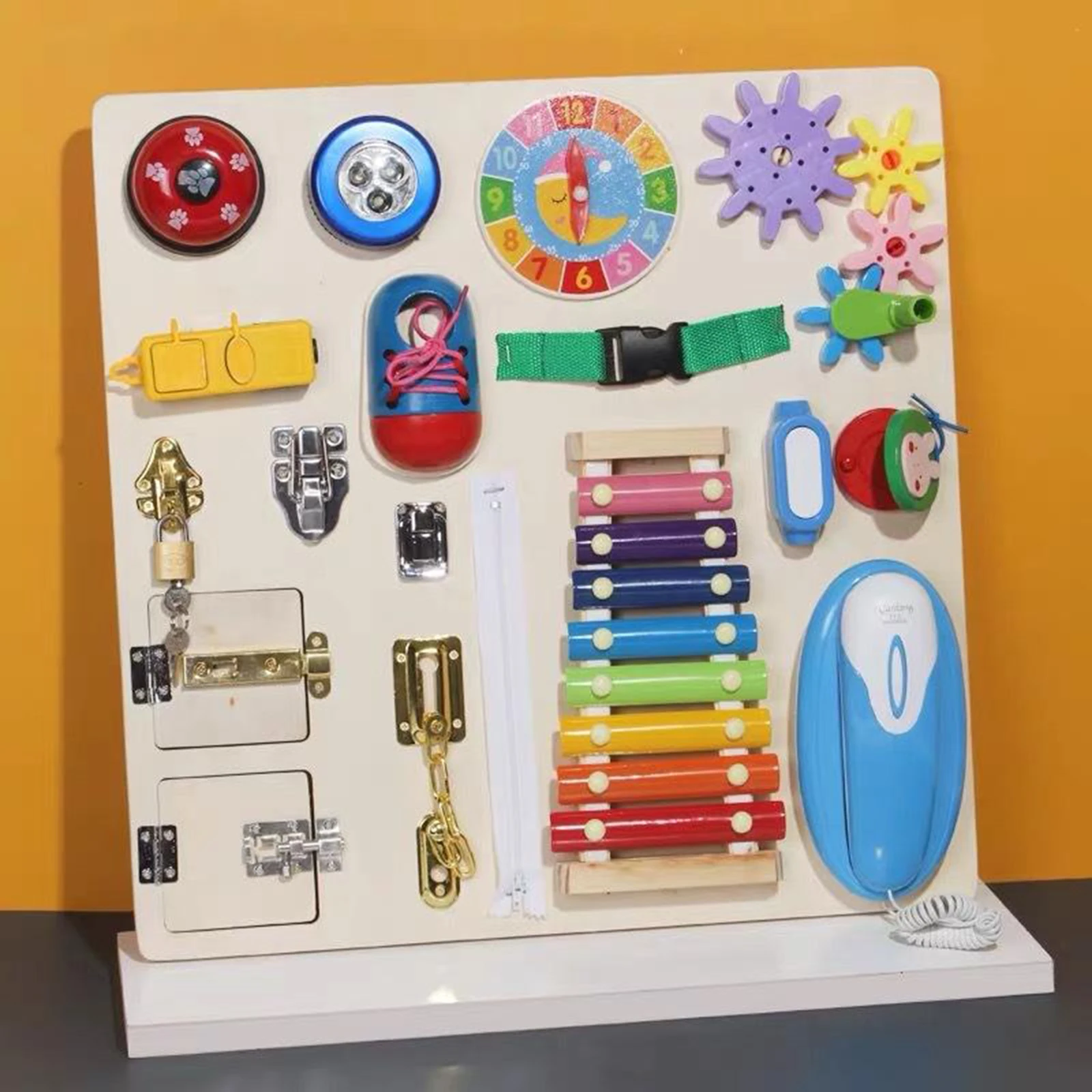 Busy Board for Toddlers, Montessori Basic Skills Toddler Activity Board for Fine Motor Skills Educational Learning Toys
Busy Board for Toddlers, Montessori Basic Skills Toddler Activity Board for Fine Motor Skills Educational Learning Toys