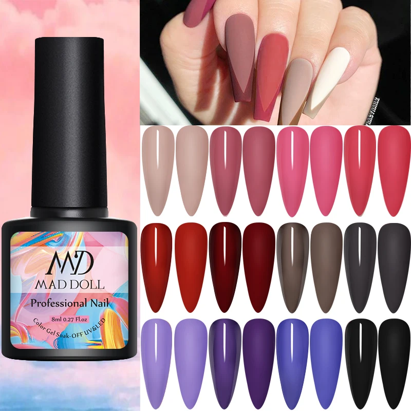 MAD DOLL 1 бутылка 8 мл розовый фиолетовый синий смешанный Цветной Гель лак для ногтей