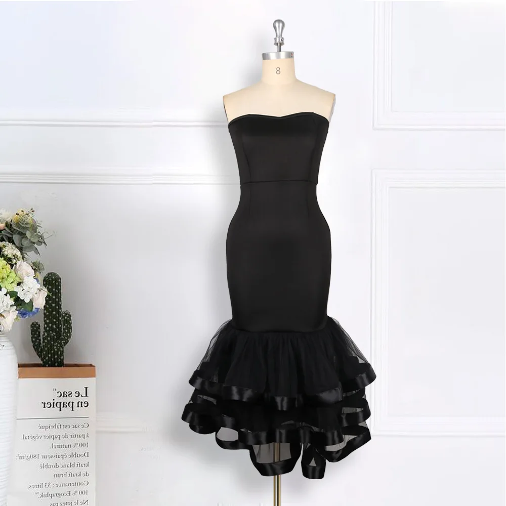 Elegant Women Mesh Patchwork Strapless Gown Dress 2021 Spring Sexy Sleeveless Backless Bodycon Cascading Ruffles Mermaid Dresses
Elegant Women Mesh Patchwork Strapless Gown Dress 2021 Spring Sexy Sleeveless Backless Bodycon Cascading Ruffles Mermaid Dresses