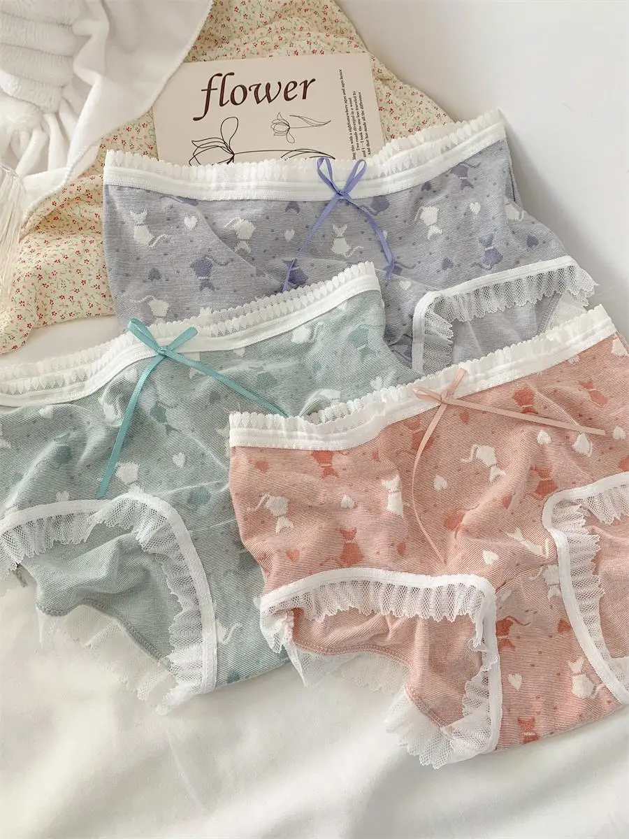 Japanese Girl's Lace Underwear Women's Summer Thin Cat Pure Cotton Crotch Briefs
Japanese Girl's Lace Underwear Women's Summer Thin Cat Pure Cotton Crotch Briefs
