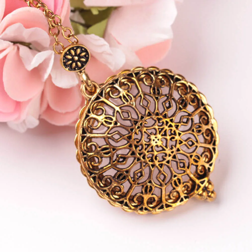 Hollow Pattern Circle Glass Cabochon Domed Magnifying Glass Necklace Unisex Magnifier Pendant Antique Gold Alloy Jewelry
Hollow Pattern Circle Glass Cabochon Domed Magnifying Glass Necklace Unisex Magnifier Pendant Antique Gold Alloy Jewelry