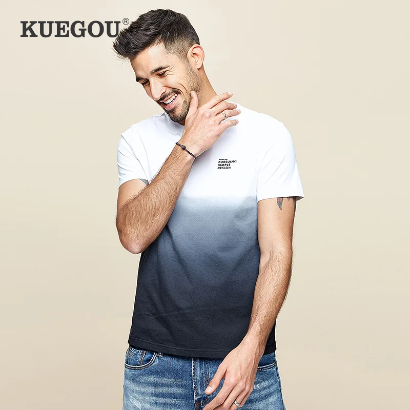 KUEGOU 100% cotton Men's T-shirt short sleeve fashion tshirt summer Gradient Color printing t shirt men top plus size ZT-3312
KUEGOU 100% cotton Men's T-shirt short sleeve fashion tshirt summer Gradient Color printing t shirt men top plus size ZT-3312