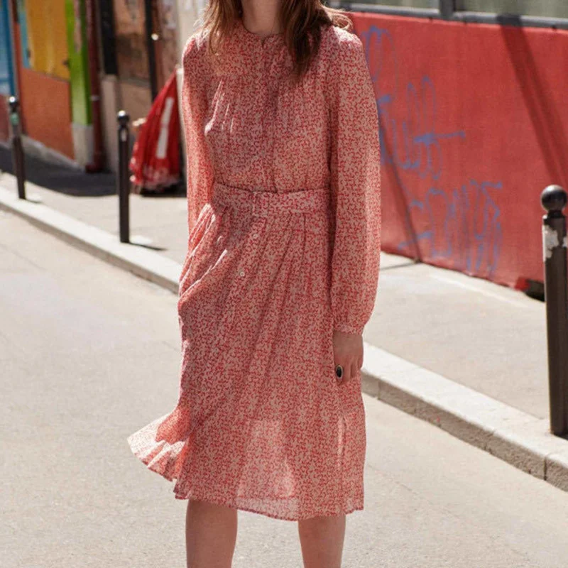 Women Two-piece Set Dress French Retro Style Printed Sashes Lace-up Single Breasted Long Sleeve O-neck Autumn Robes 2021
Women Two-piece Set Dress French Retro Style Printed Sashes Lace-up Single Breasted Long Sleeve O-neck Autumn Robes 2021
