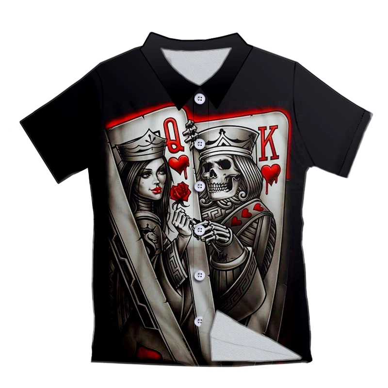 UJWI Custom Hip Hop Top Men's 3D Poker Queen King Skull Printed Button Shirt Man Casual Body Building Oversized Shirt Wholesale
UJWI Custom Hip Hop Top Men's 3D Poker Queen King Skull Printed Button Shirt Man Casual Body Building Oversized Shirt Wholesale