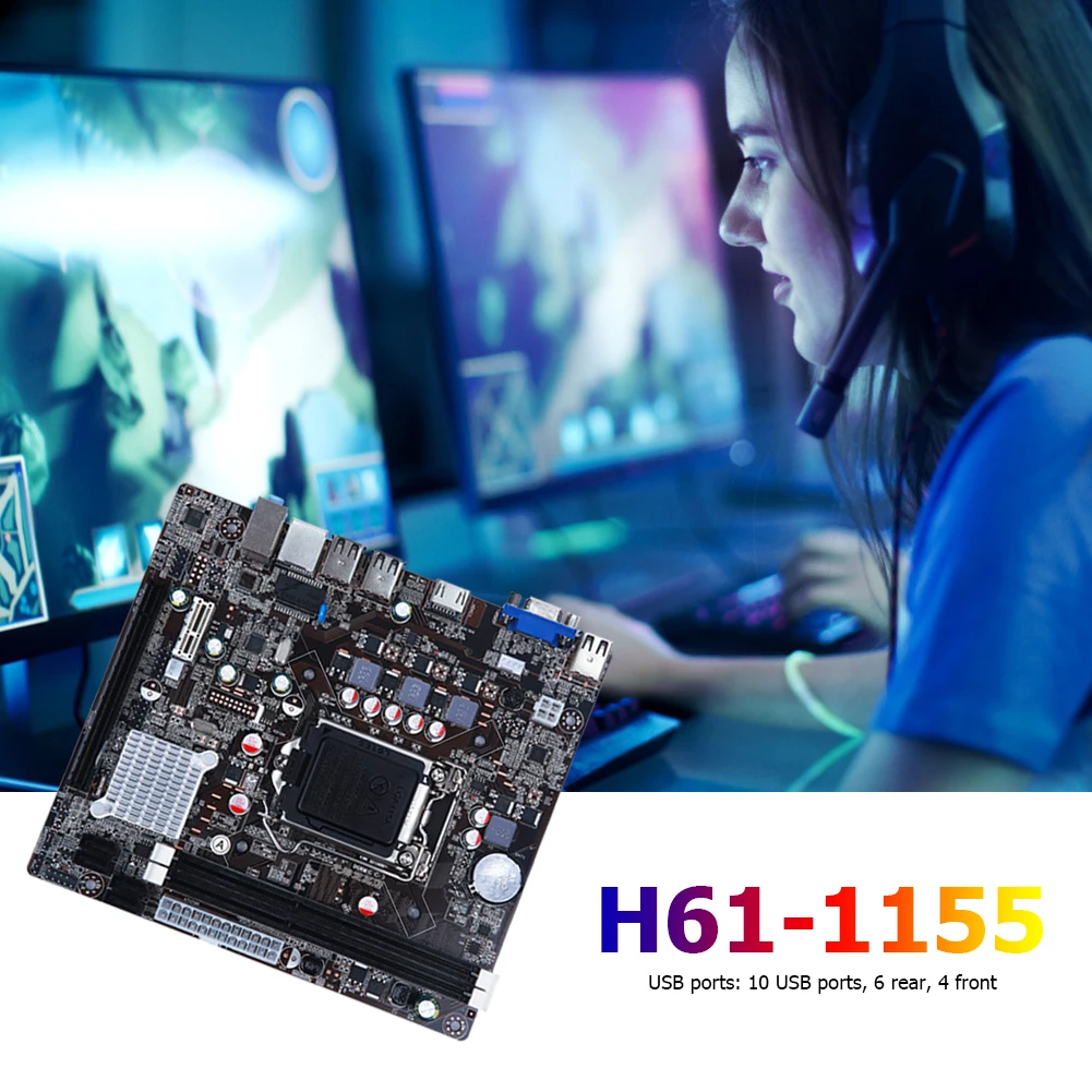 Материнская плата H61 для LGA 1155, Intel Core i7/i5/i3/Pentium/Celeron, 10 портов, поддержка DDR3, оперативной памяти, ПК, геймеров, 10 USB-интерфейсов
Материнская плата H61 для LGA 1155, Intel Core i7/i5/i3/Pentium/Celeron, 10 портов, поддержка DDR3, оперативной памяти, ПК, геймеров, 10 USB-интерфейсов