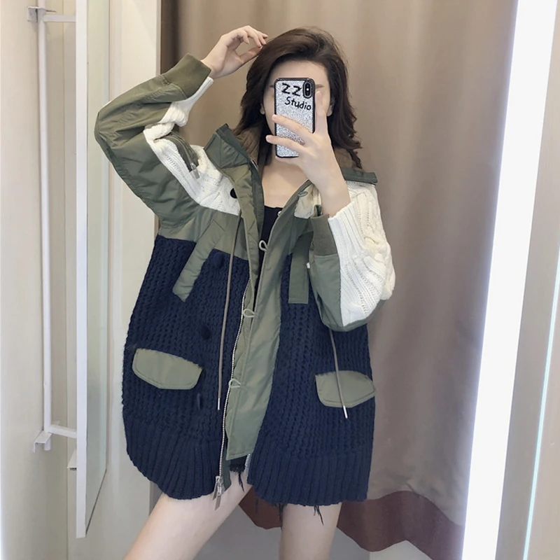 Женский трикотажный кардиган с капюшоном, для осени и зимы
Женский трикотажный кардиган с капюшоном, для осени и зимы