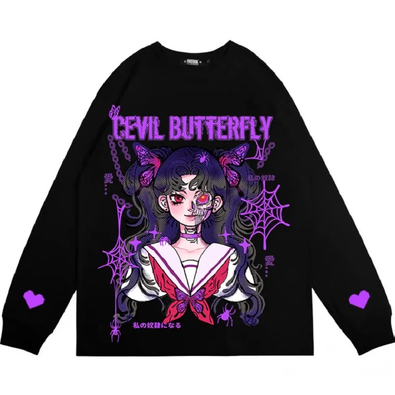 Женский винтажный Свитшот Goth girl, повседневный черный Свитшот в стиле Харадзюку с рисунками из мультфильмов, милый свитшот в стиле панк,
Женский винтажный Свитшот Goth girl, повседневный черный Свитшот в стиле Харадзюку с рисунками из мультфильмов, милый свитшот в стиле панк,