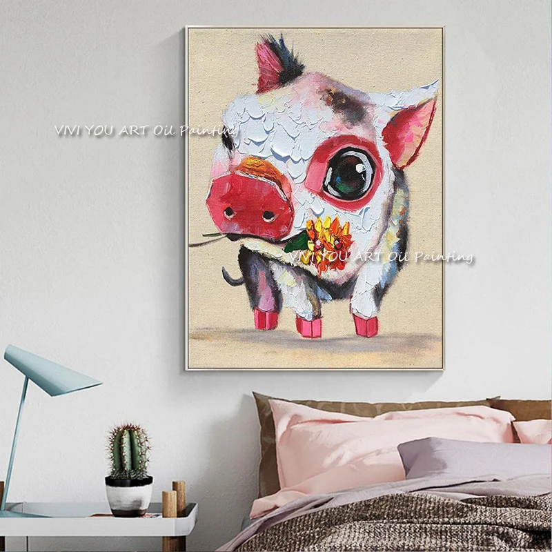 100% Handmade Colorful Animal Canvas Pig Oil Paintings Wall Art Decorative Poster Abstract Picture For Kid's Bedroom Decoration
100% Handmade Colorful Animal Canvas Pig Oil Paintings Wall Art Decorative Poster Abstract Picture For Kid's Bedroom Decoration