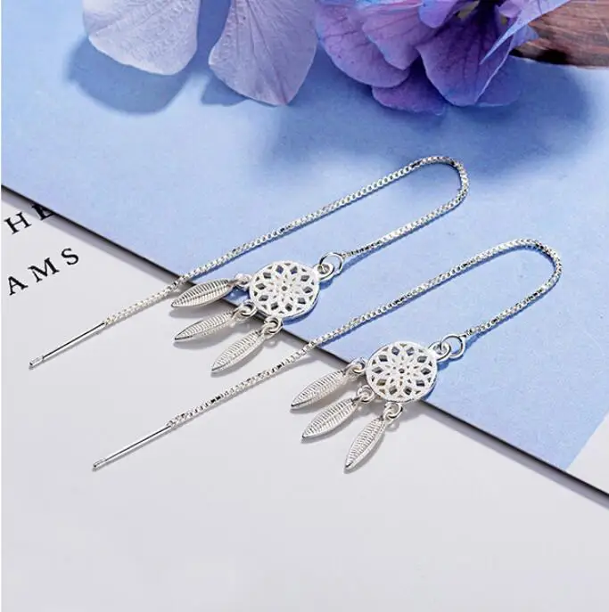 Prevent allergy 925 Sterling Silver Tassel Feather Dream Catcher Drop Earring for Women Christmas Jewelry eh496
Prevent allergy 925 Sterling Silver Tassel Feather Dream Catcher Drop Earring for Women Christmas Jewelry eh496