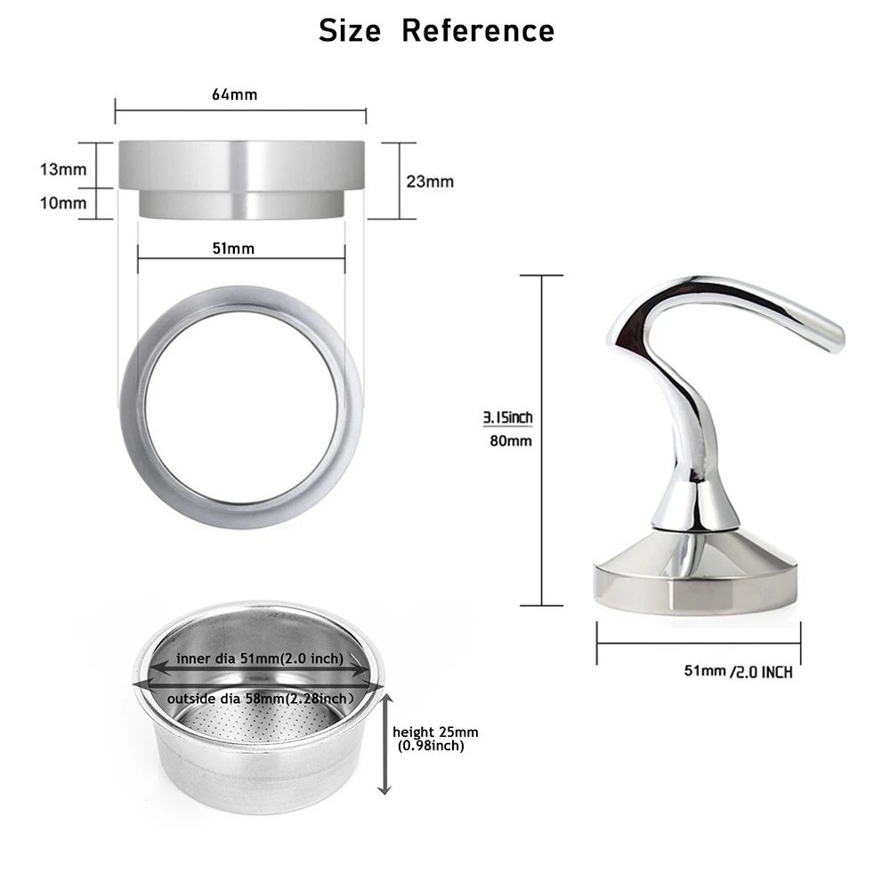 3PCS/Set Breville Delonghi Filter Krups 51MM Filter Basket Cup Coffee Tamper Dosing Ring Set Breville Coffeeware Birthday Gift
3PCS/Set Breville Delonghi Filter Krups 51MM Filter Basket Cup Coffee Tamper Dosing Ring Set Breville Coffeeware Birthday Gift