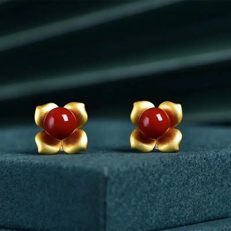 Flower Stud Earrings for Women Three-Dimensional Petals Sterling Silver Small Exquisite Red Stud Earring Retro Natural South Red
Flower Stud Earrings for Women Three-Dimensional Petals Sterling Silver Small Exquisite Red Stud Earring Retro Natural South Red