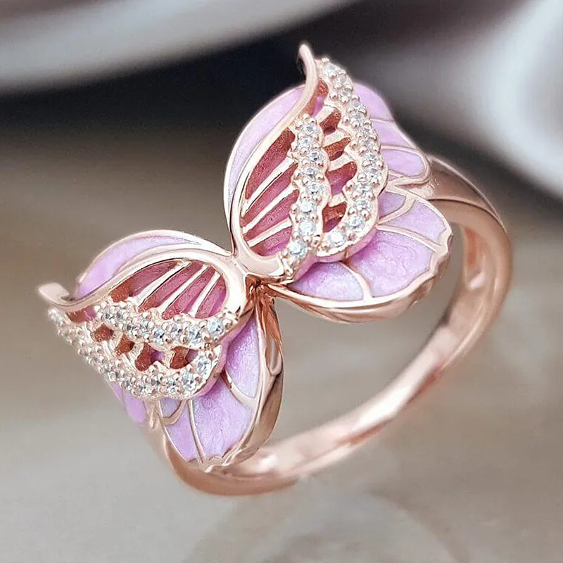 USTAR Butterfly Rings for women new 2019 Jewelry Rose Gold Crystals Finger Engagement Rings Female Anel gift
USTAR Butterfly Rings for women new 2019 Jewelry Rose Gold Crystals Finger Engagement Rings Female Anel gift