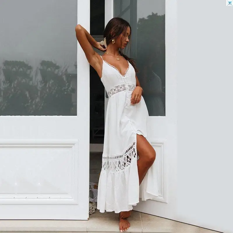 Summer White Sexy Sling Beach Bikini Cover Up Single-breasted Hollow Stitching Swimsuit Cover Up Female Holiday Dress Vestidos
Summer White Sexy Sling Beach Bikini Cover Up Single-breasted Hollow Stitching Swimsuit Cover Up Female Holiday Dress Vestidos