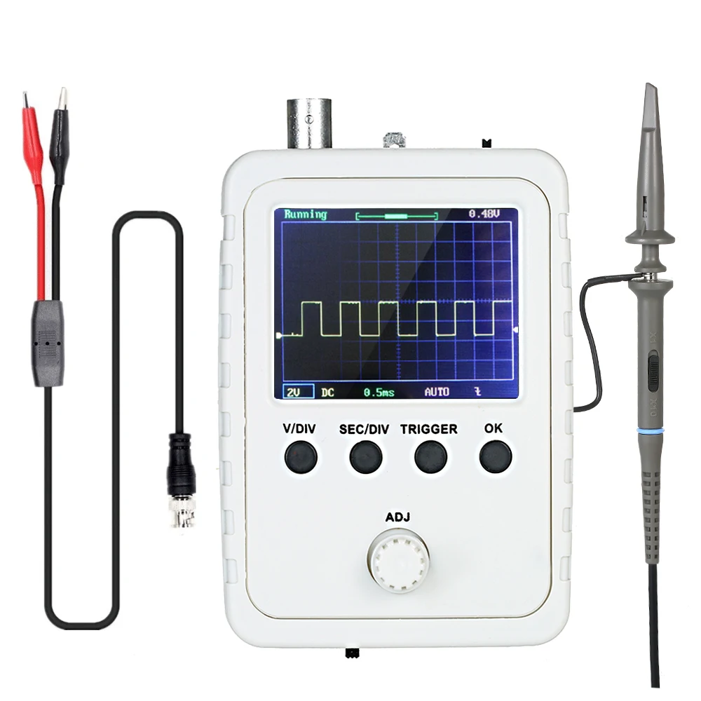 

KKmoon 2.4" TFT Digital Oscilloscope Kit with Power Adapter and BNC-Clip Cable Probe for oscilloscope logic analyzer