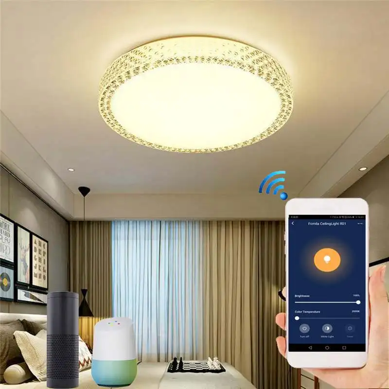 48W Wifi Smart Ceiling Light Intelligent Crystal Ceiling Lamp WW+CW Dimmable AC85-265V Works Lantern Decoration Stepless Dimming 
48W Wifi Smart Ceiling Light Intelligent Crystal Ceiling Lamp WW+CW Dimmable AC85-265V Works Lantern Decoration Stepless Dimming