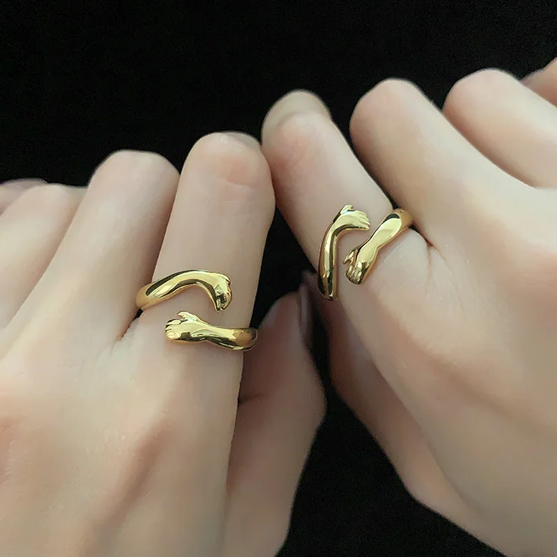 Fashion 925 Sterling Silver Love Hug Ring Band Finger Women Jewelry Anniversary Birthday Gift Two Tone 18k Gold Embrace Rings 
Fashion 925 Sterling Silver Love Hug Ring Band Finger Women Jewelry Anniversary Birthday Gift Two Tone 18k Gold Embrace Rings