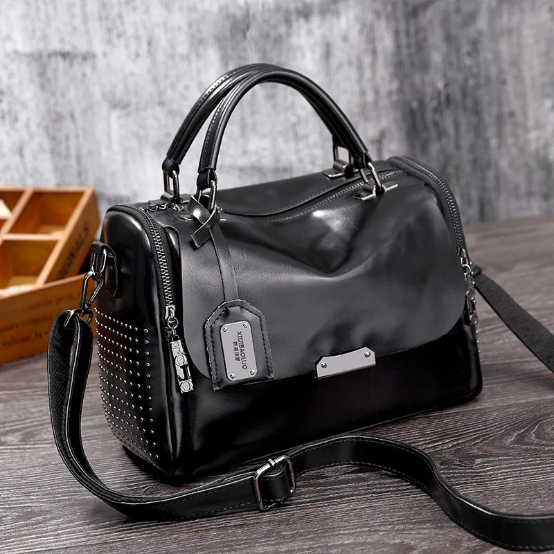 BBag Spring newness Vintage waxed PU leather Women's shoulder bag Boston crossbody bag
BBag Spring newness Vintage waxed PU leather Women's shoulder bag Boston crossbody bag