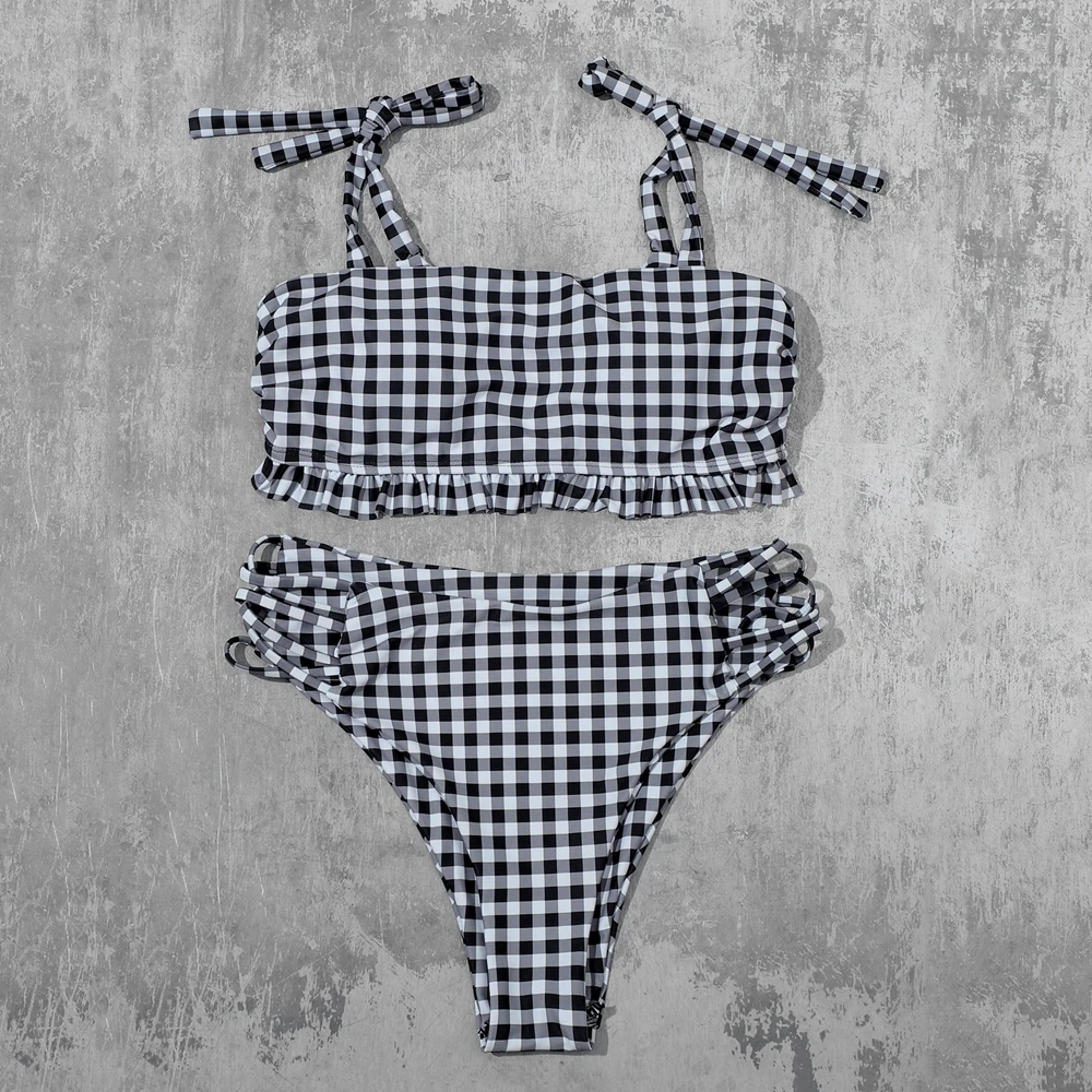 Plaid Print Bikini Bandeau Swimwear Women High Waist Swimsuit 2021 Sexy Bandage Bikini Set Bather Bathing Suit Summer Beach Wear
Plaid Print Bikini Bandeau Swimwear Women High Waist Swimsuit 2021 Sexy Bandage Bikini Set Bather Bathing Suit Summer Beach Wear