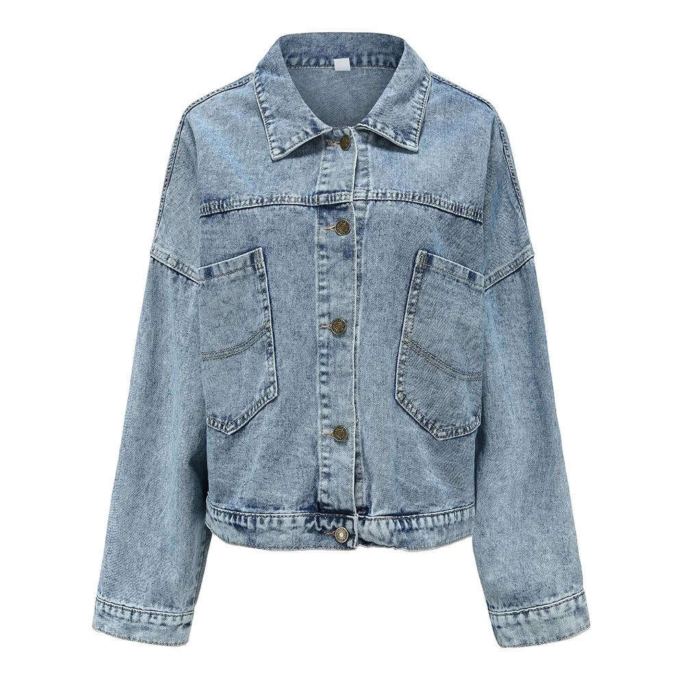 Female Fashion Denim Jacket Oversize Solid Pockets Casual Short Loose Women's Denim Jacket 
Female Fashion Denim Jacket Oversize Solid Pockets Casual Short Loose Women's Denim Jacket