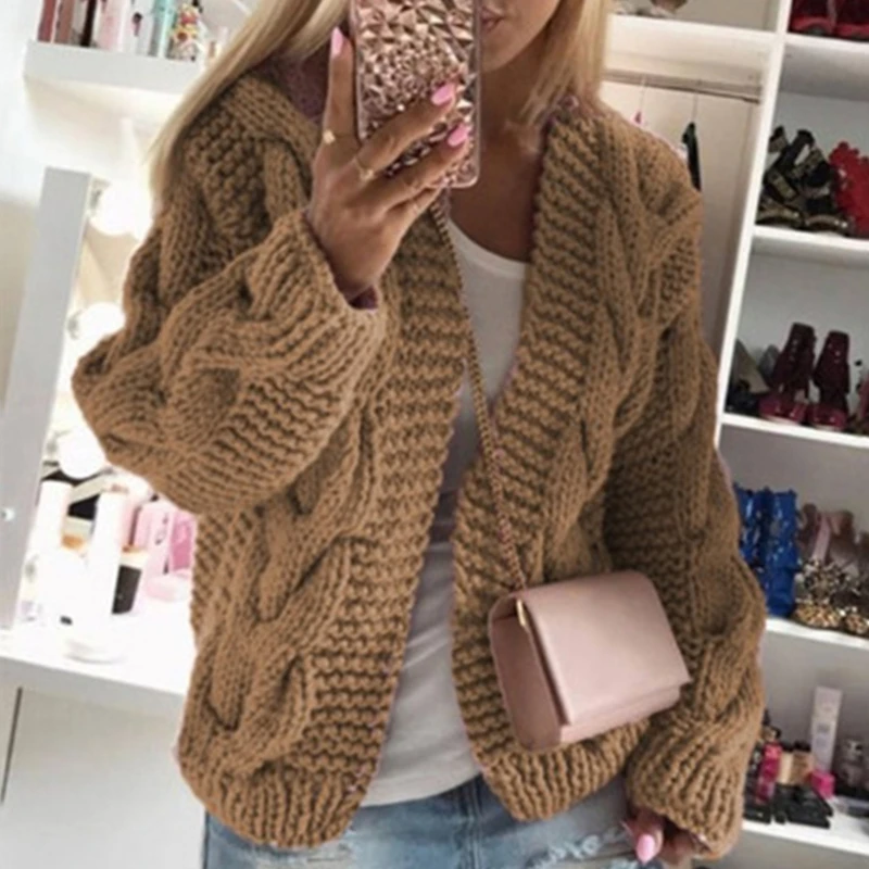 Women Casual Sweater Bold Thread Twist Knit Cardigan Solid Comfortable Warm Sweaters Clothing 4 Color 2022 Hot Sales
Women Casual Sweater Bold Thread Twist Knit Cardigan Solid Comfortable Warm Sweaters Clothing 4 Color 2022 Hot Sales