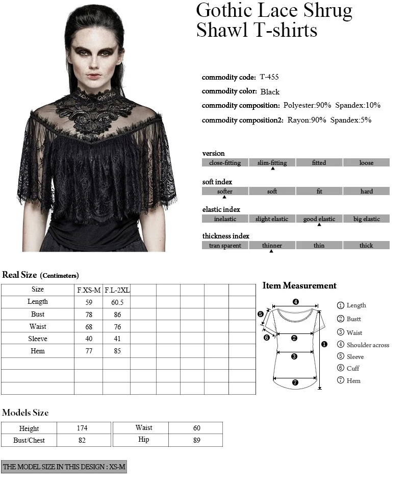 PUNKRAVE Women's Gothic Lace Shrug Shawl T-shirts Victorian Retro Sexy Evening Dinner Party Knit Shawl T-shirt
PUNKRAVE Women's Gothic Lace Shrug Shawl T-shirts Victorian Retro Sexy Evening Dinner Party Knit Shawl T-shirt