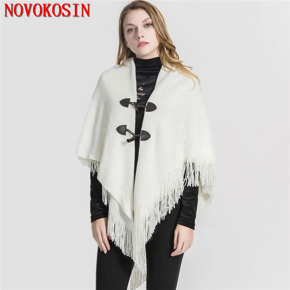 9 Colors Two Layer Loose Cape Autumn Triangle Poncho Women Outstreet Horn Buckle Knitwear FemaleTassel Long Sweater Shawl
9 Colors Two Layer Loose Cape Autumn Triangle Poncho Women Outstreet Horn Buckle Knitwear FemaleTassel Long Sweater Shawl