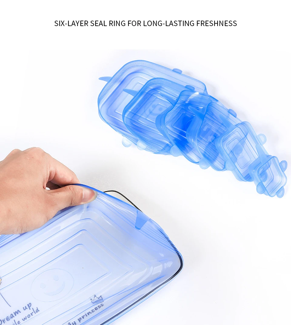 6 Pcs Reusable Stretch Sealed Silicone Fresh-keeping Lid Airtight Food Wrap Fresh-Keep Sealing Cap Vacuum Stretch Silicone Cover
6 Pcs Reusable Stretch Sealed Silicone Fresh-keeping Lid Airtight Food Wrap Fresh-Keep Sealing Cap Vacuum Stretch Silicone Cover