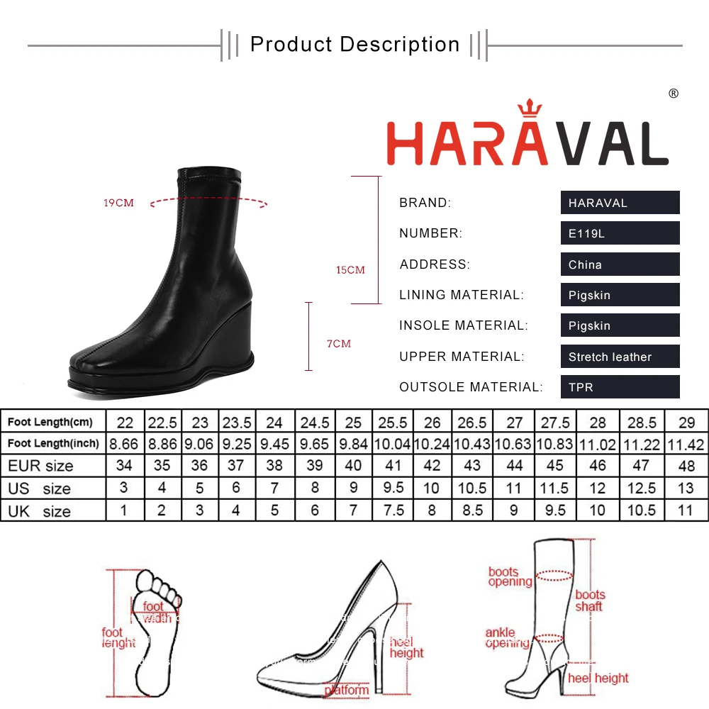 HARAVAL women zipper elestic ankle boots wedges 7cm high heel shoes retro sexy fashion boots waterproof winter shoes E119L
HARAVAL women zipper elestic ankle boots wedges 7cm high heel shoes retro sexy fashion boots waterproof winter shoes E119L