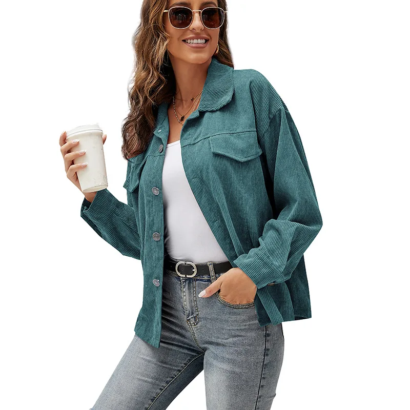 Women's Single Breasted Jacket T-shirt Corduroy Long Sleeve Button Down Shirts Casual Jacket Tops
Women's Single Breasted Jacket T-shirt Corduroy Long Sleeve Button Down Shirts Casual Jacket Tops