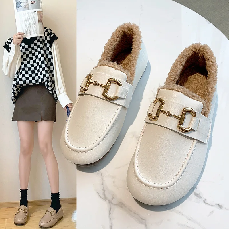 Furry Shoes Women's Autumn and Winter New Round Toe British Style Pure Color Comfortable Shallow Mouth Flat Loafers
Furry Shoes Women's Autumn and Winter New Round Toe British Style Pure Color Comfortable Shallow Mouth Flat Loafers