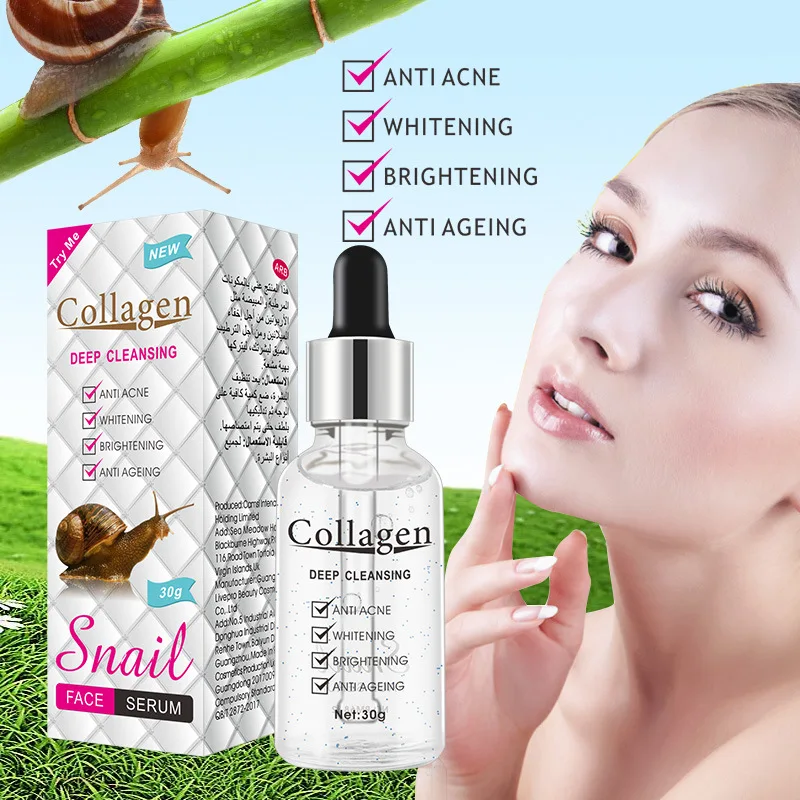 Collagen snail extract, moisturizing, moisturizing and brightening face Snail essence 30ml
Collagen snail extract, moisturizing, moisturizing and brightening face Snail essence 30ml