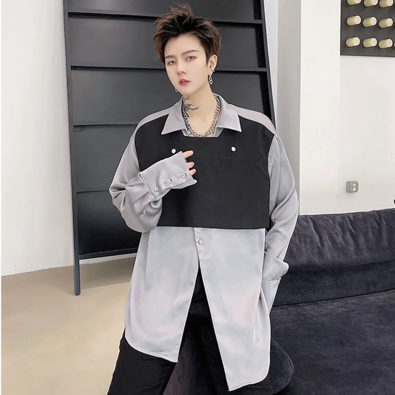 IEFB Contrast Color Patchwork Fake Two Pieces Shirt For Men Handsome Satin 2021 Autumn New Men's Fashion Grey Shirt 9Y6644
IEFB Contrast Color Patchwork Fake Two Pieces Shirt For Men Handsome Satin 2021 Autumn New Men's Fashion Grey Shirt 9Y6644
