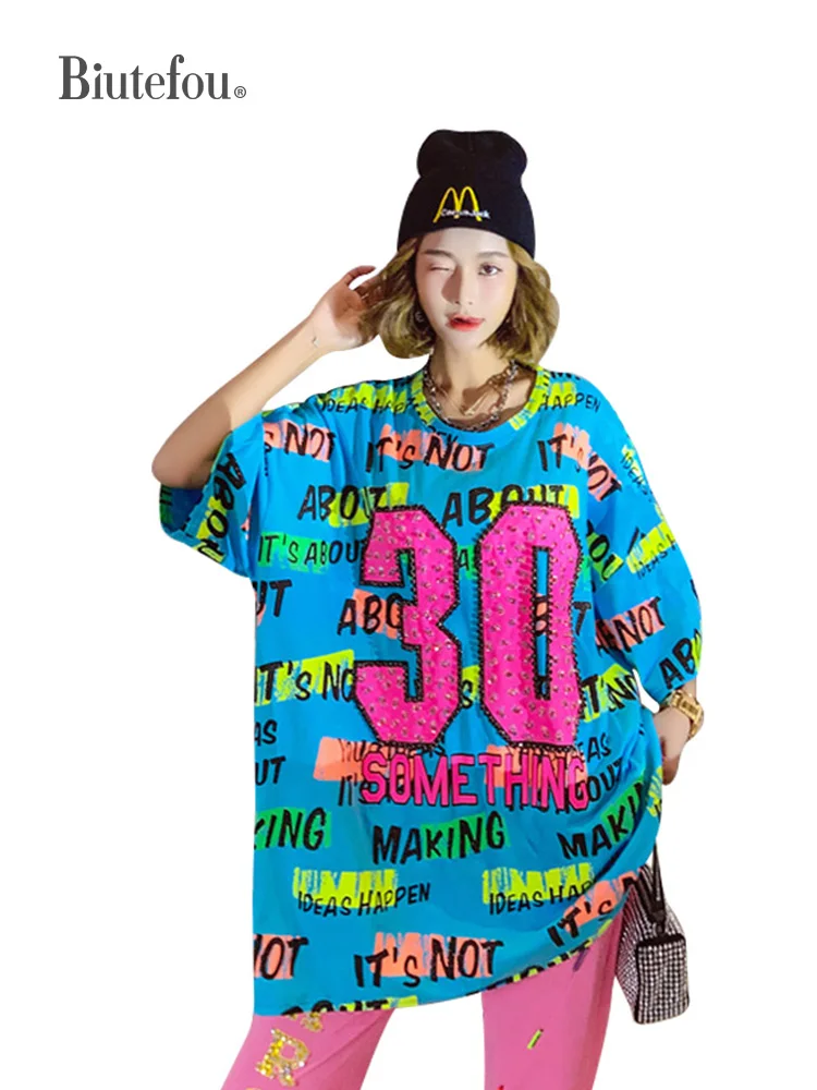 2021 Summer Women Long Cartoon Print Loose Sequined Chic T-Shirt
2021 Summer Women Long Cartoon Print Loose Sequined Chic T-Shirt