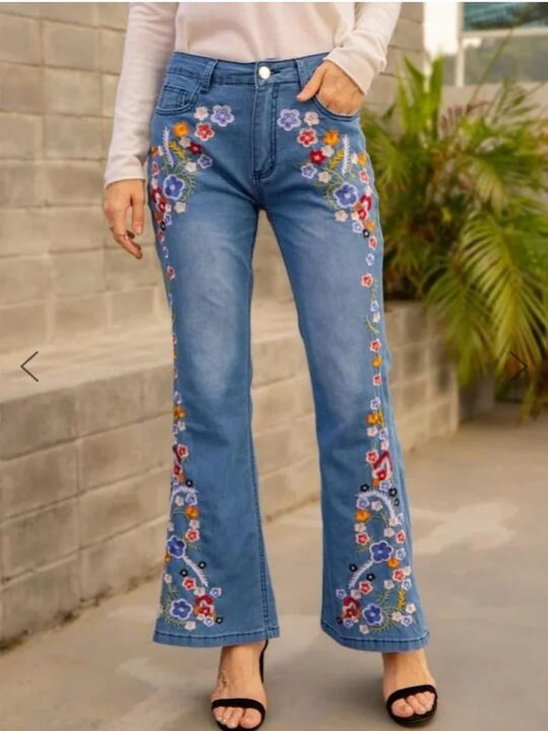 WEPBEL Women Embroidered Bell Bottoms Skinny Flared Jeans Floral Jeans Denim Pants
WEPBEL Women Embroidered Bell Bottoms Skinny Flared Jeans Floral Jeans Denim Pants