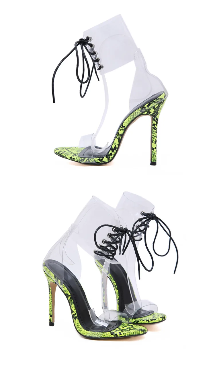 Gladiator Woman Sexy Sandals Snake Skin Peep Toe Thin High Heels Transparent PVC Lace Up Stilettos Summer Jelly Shoes Woman
Gladiator Woman Sexy Sandals Snake Skin Peep Toe Thin High Heels Transparent PVC Lace Up Stilettos Summer Jelly Shoes Woman