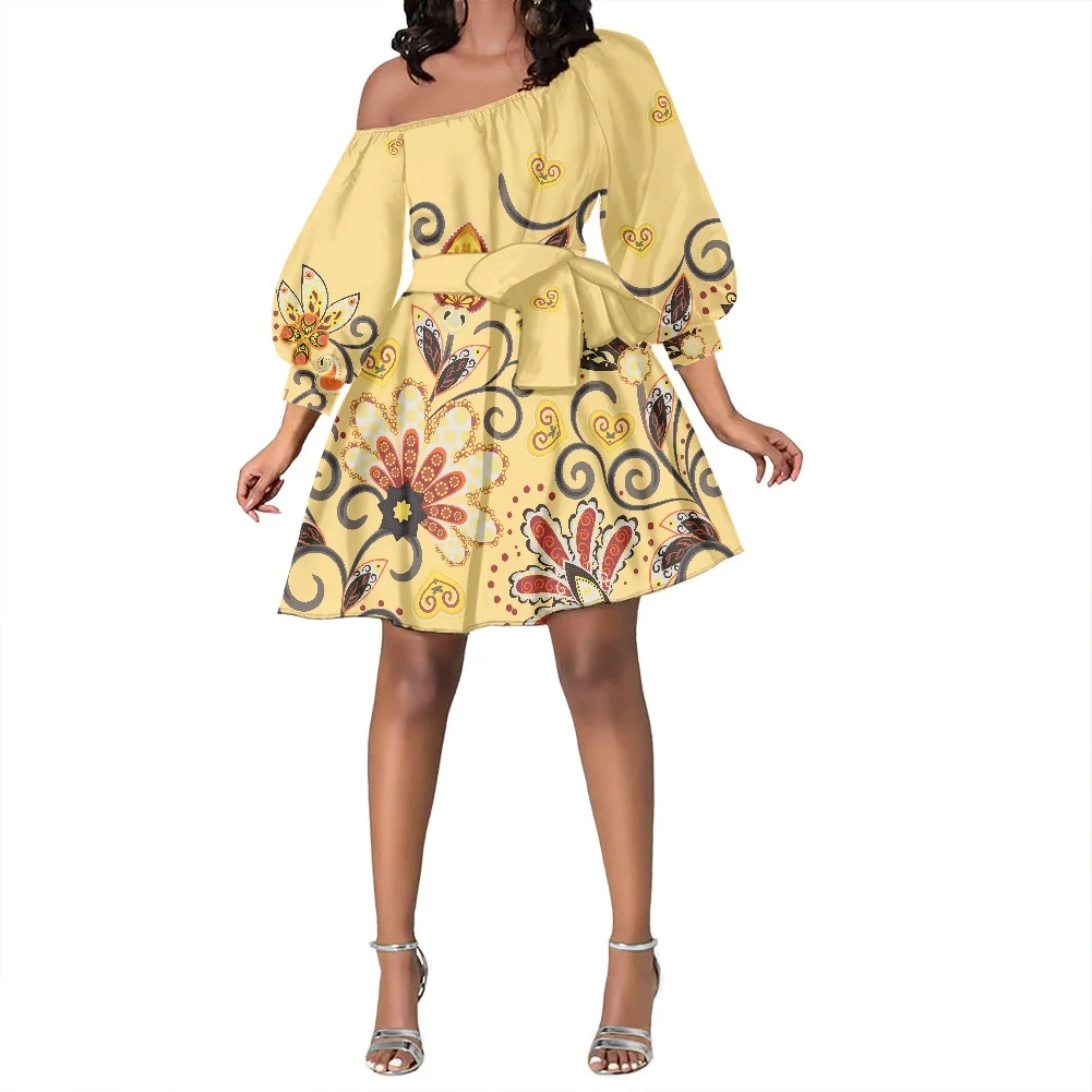 Beautiful Floral Pattern Design Dresses Women Long Sleeves Casual Flowers Oblique Shoulder Swing Cocktail Dresses For Women
Beautiful Floral Pattern Design Dresses Women Long Sleeves Casual Flowers Oblique Shoulder Swing Cocktail Dresses For Women