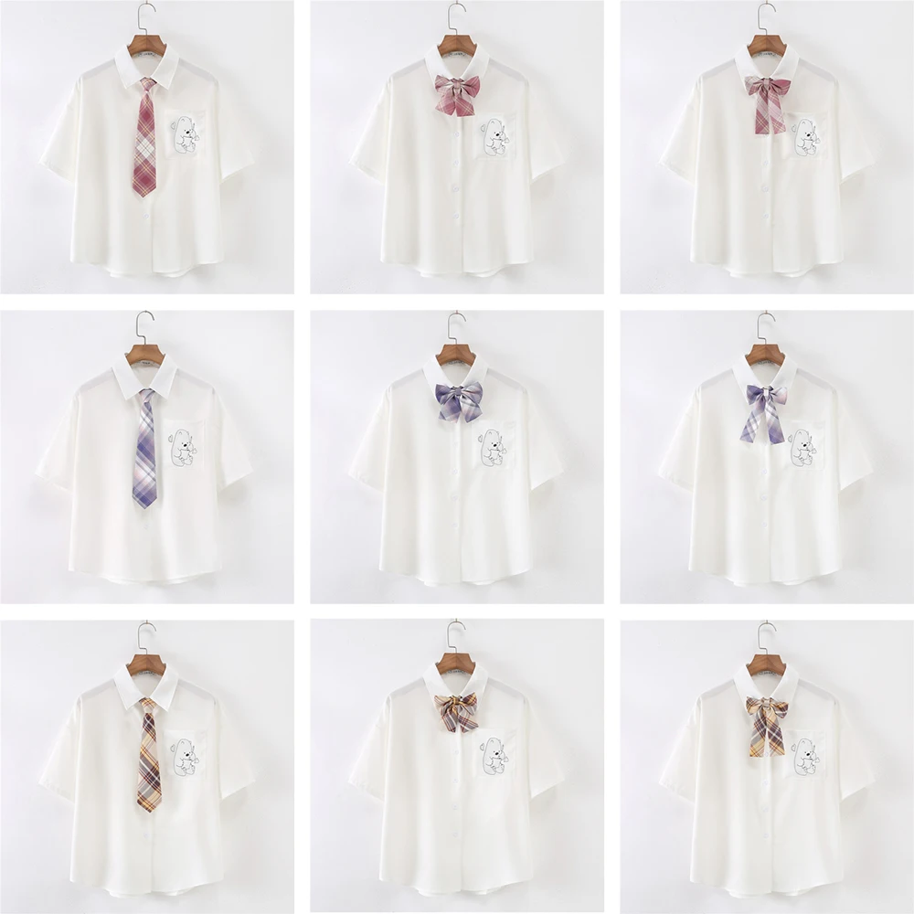 Fashion Women Blouse Girl Shirt Summer Short Sleeve White Top With 20 Kinds Tie Bow Cute Sweet Style Female Blusas JK Uniform
Fashion Women Blouse Girl Shirt Summer Short Sleeve White Top With 20 Kinds Tie Bow Cute Sweet Style Female Blusas JK Uniform