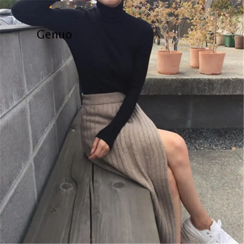 Autumn Winter Knitting Skirt High Waist OL Long Pencil Skirt Women Open Slit Knitted Casual Vintage Maxi Skirt 
Autumn Winter Knitting Skirt High Waist OL Long Pencil Skirt Women Open Slit Knitted Casual Vintage Maxi Skirt