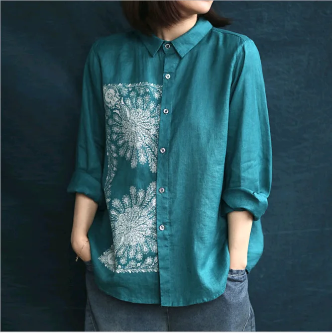 2021 casual, loose, thin, irregular printed linen shirt, women's front and back two cotton and linen tops, spring purple top
2021 casual, loose, thin, irregular printed linen shirt, women's front and back two cotton and linen tops, spring purple top