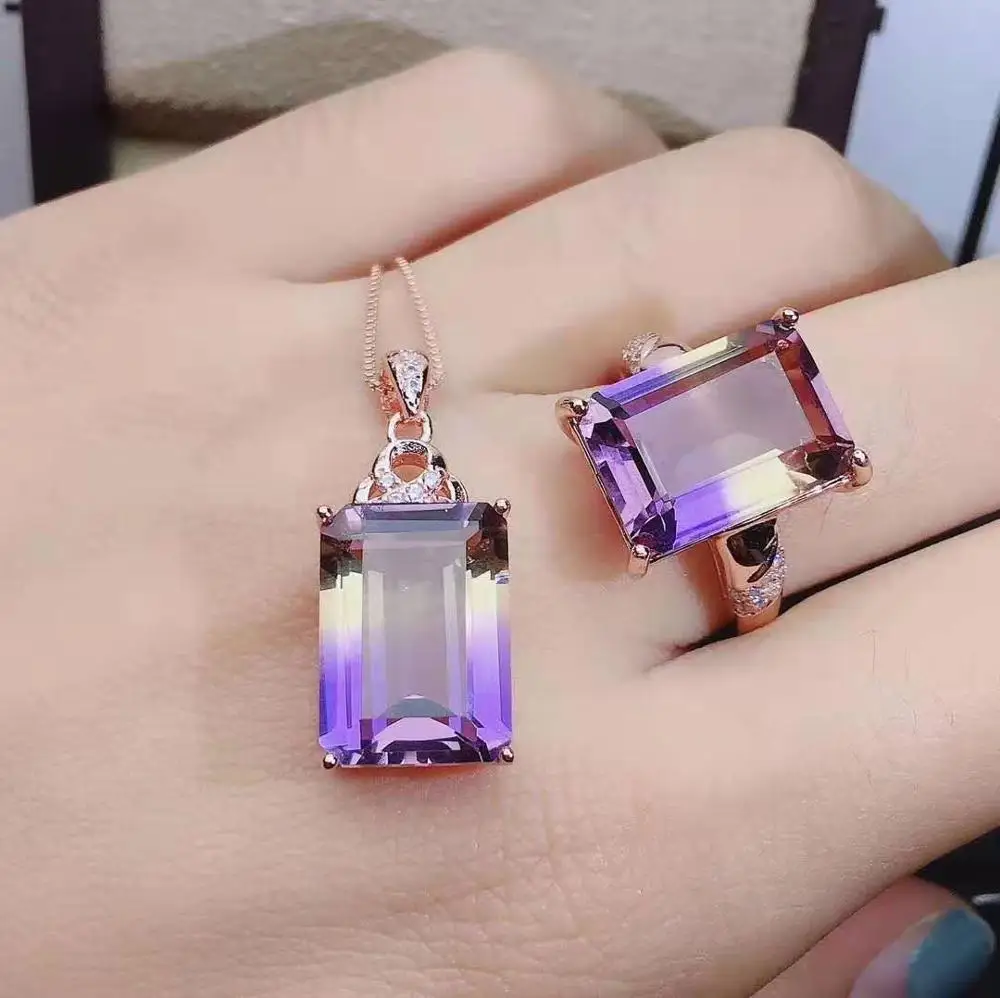 High-quality Amethyst Square Ring Pendant Necklace Set S925 Sterling Silver Fine Fashion Weddings Jewelry Women MeiBaPJFS
High-quality Amethyst Square Ring Pendant Necklace Set S925 Sterling Silver Fine Fashion Weddings Jewelry Women MeiBaPJFS
