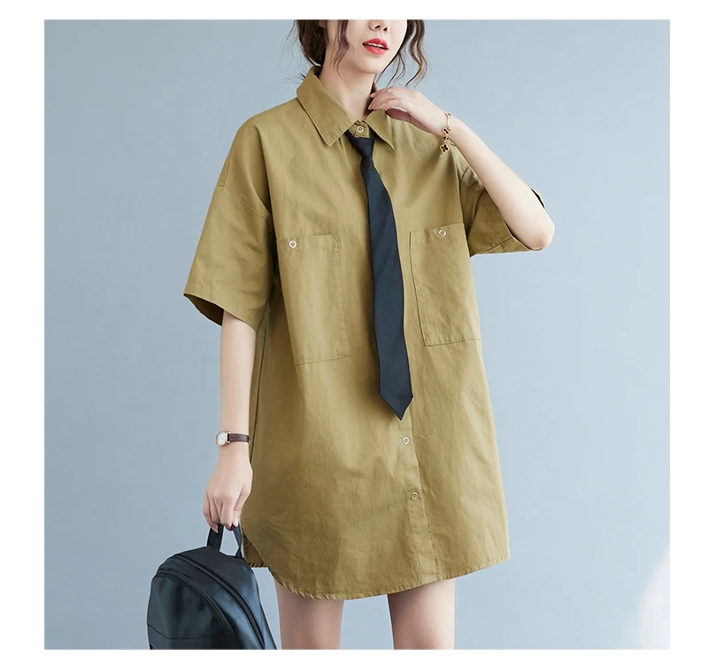 Summer Loose Plus Size Blouse Fashion Short Sleeved Single-Breasted Turn-Down Collar Solid Color Casual Asymmetrical Women Shirt
Summer Loose Plus Size Blouse Fashion Short Sleeved Single-Breasted Turn-Down Collar Solid Color Casual Asymmetrical Women Shirt