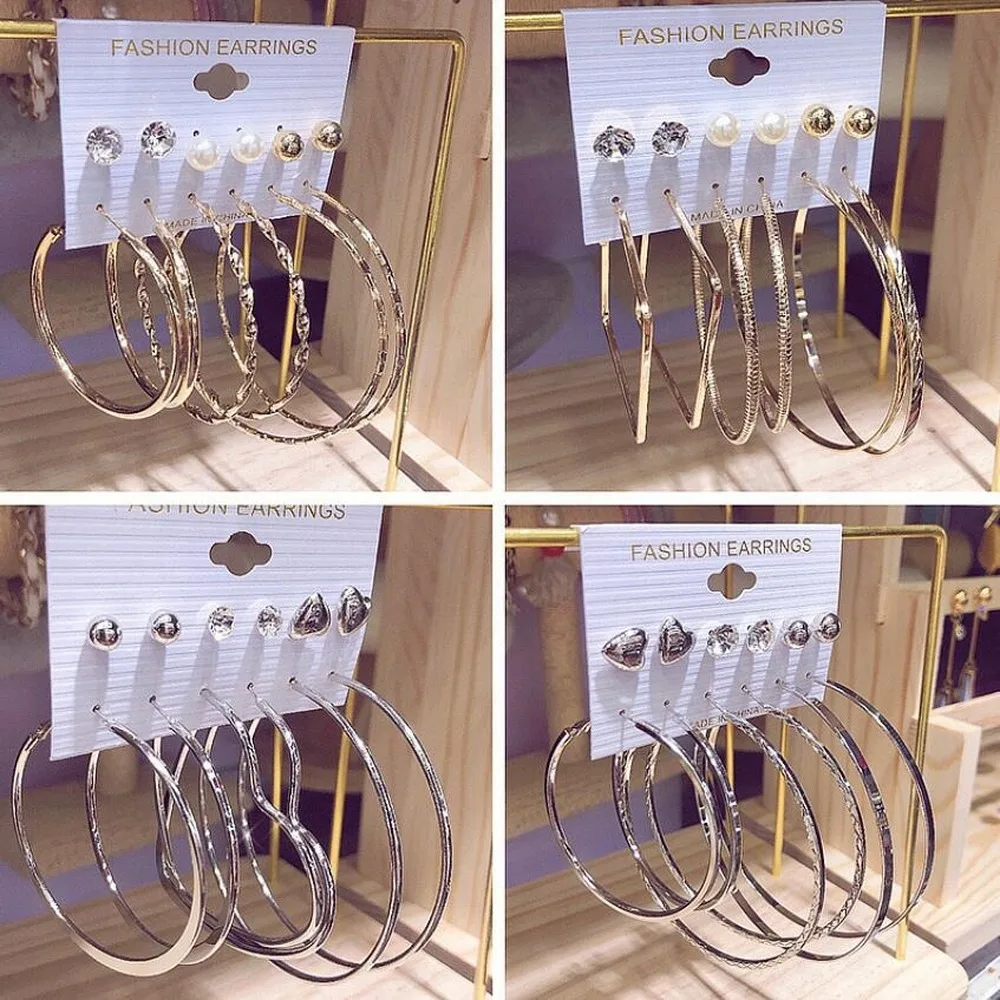 6 Pairs/set New Fashion Round Circle Hoop Earrings Set For Women Girl Punk Style Brincos Round Earrings Party Jewelry Gift
6 Pairs/set New Fashion Round Circle Hoop Earrings Set For Women Girl Punk Style Brincos Round Earrings Party Jewelry Gift