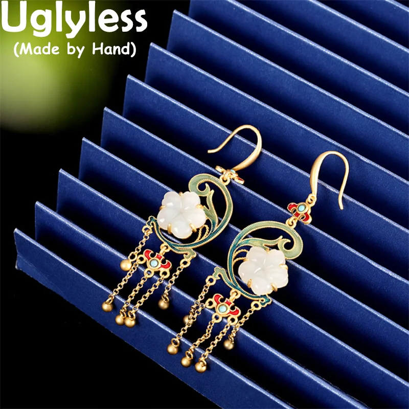 Uglyless Exotic Tassels Earrings for Women Real 925 Silver Long Earrings Natural Gemstones Hotan Jade Flowers Earrings Enamel
Uglyless Exotic Tassels Earrings for Women Real 925 Silver Long Earrings Natural Gemstones Hotan Jade Flowers Earrings Enamel