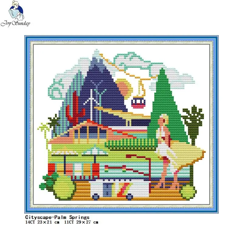 City Scenery Counting Cross Stitch Kits DIY Art Pattern 11CT 14CT Stamping Needlework Set Fabric Embroidery Kit Home Decor | Дом и сад