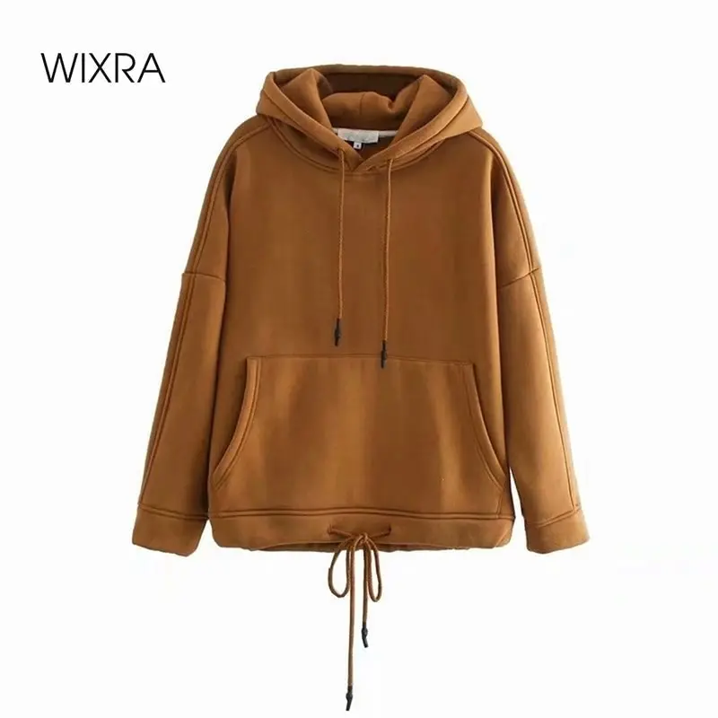 Женские свитшоты на шнуровке Wixra однотонные классические толстовки с длинными